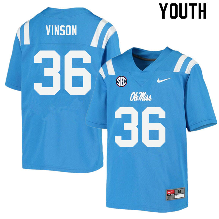 Rayf Vinson Ole Miss Rebels NCAA Youth Powder Blue #36 Stitched Limited College Football Jersey QGL6658CQ